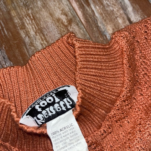 Woman’s Keneth Too Orange Cable Knit Sweater Size XL - Picture 5 of 8